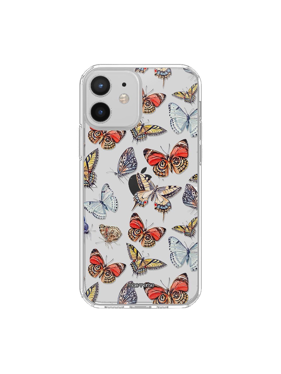 

macmerise Transparent & Red Artistic Butterflies iPhone 12 Clear Back Case, Grey