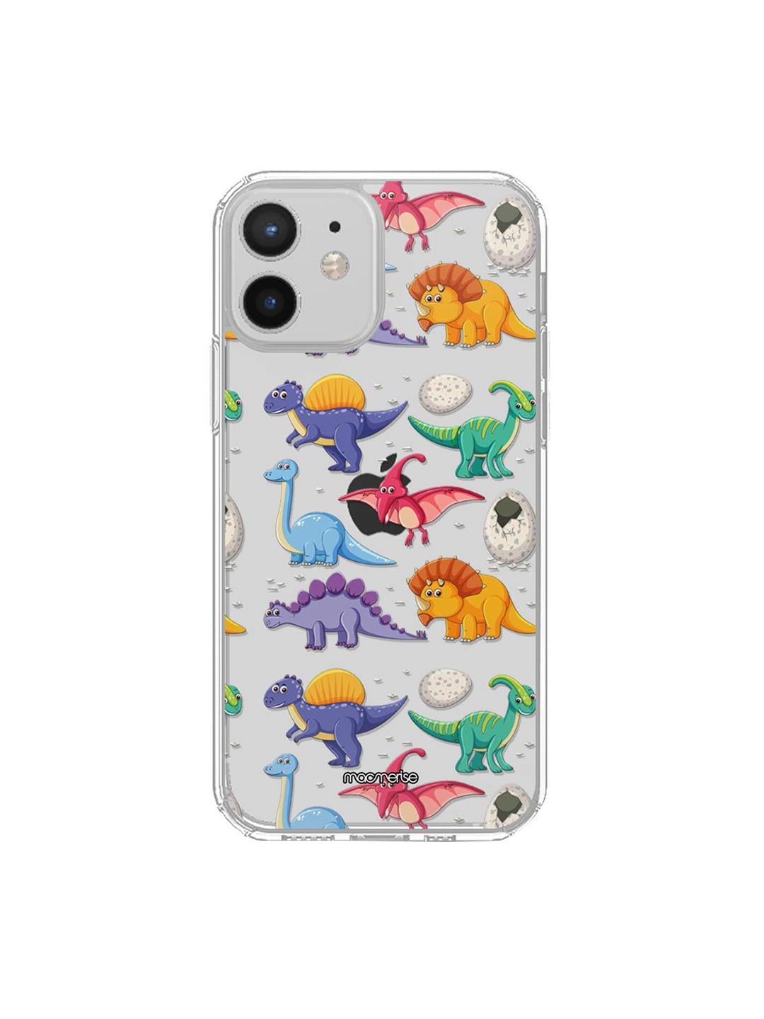 

macmerise Transparent & Blue Kawaii Dinosaurs iPhone 12 Mini Clear Back Case