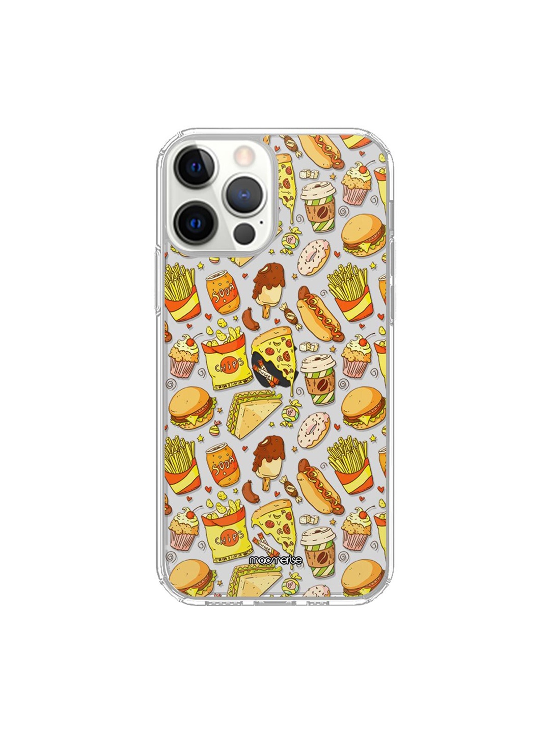 

macmerise Yellow & White Favourite Junk Food Printed iPhone 12 Pro Back Clear Case