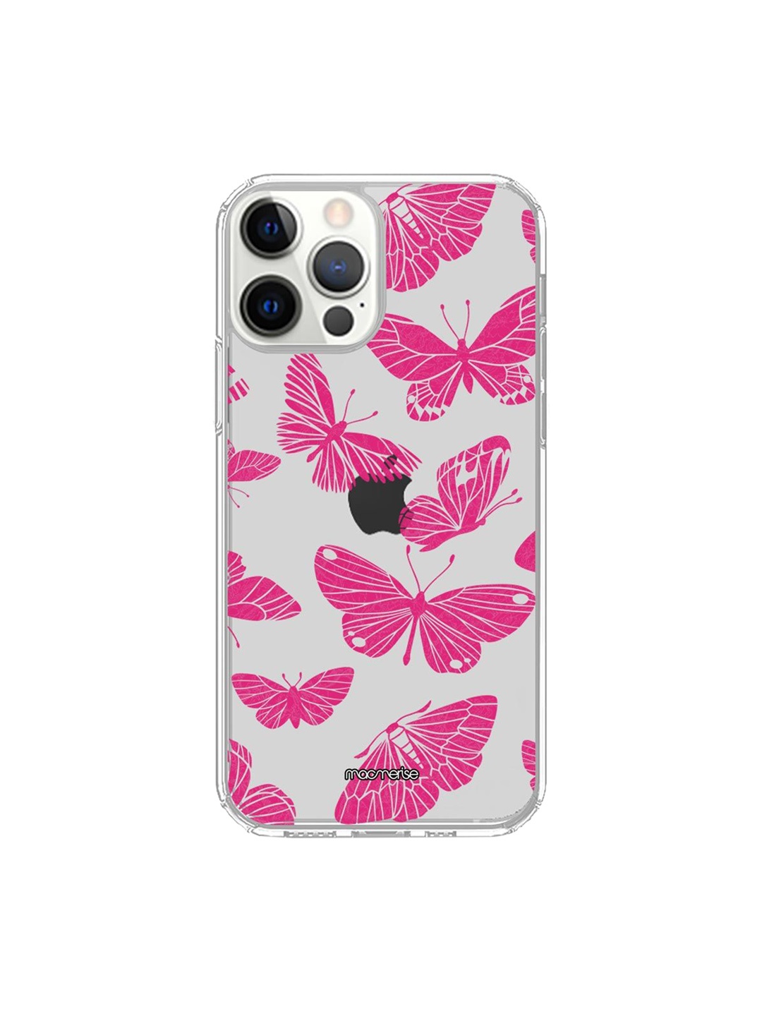 

macmerise Transparent & Pink Butterflies iPhone 12 Pro Phone Case