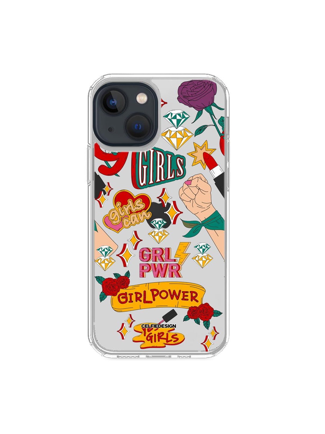 

macmerise Multi-Coloured Girl Power iPhone 13 Clear Back Case