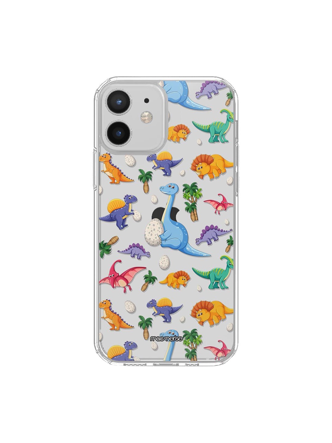 

macmerise Transparent & Multicolored Cute Dinosaurs iPhone 12 Phone Case