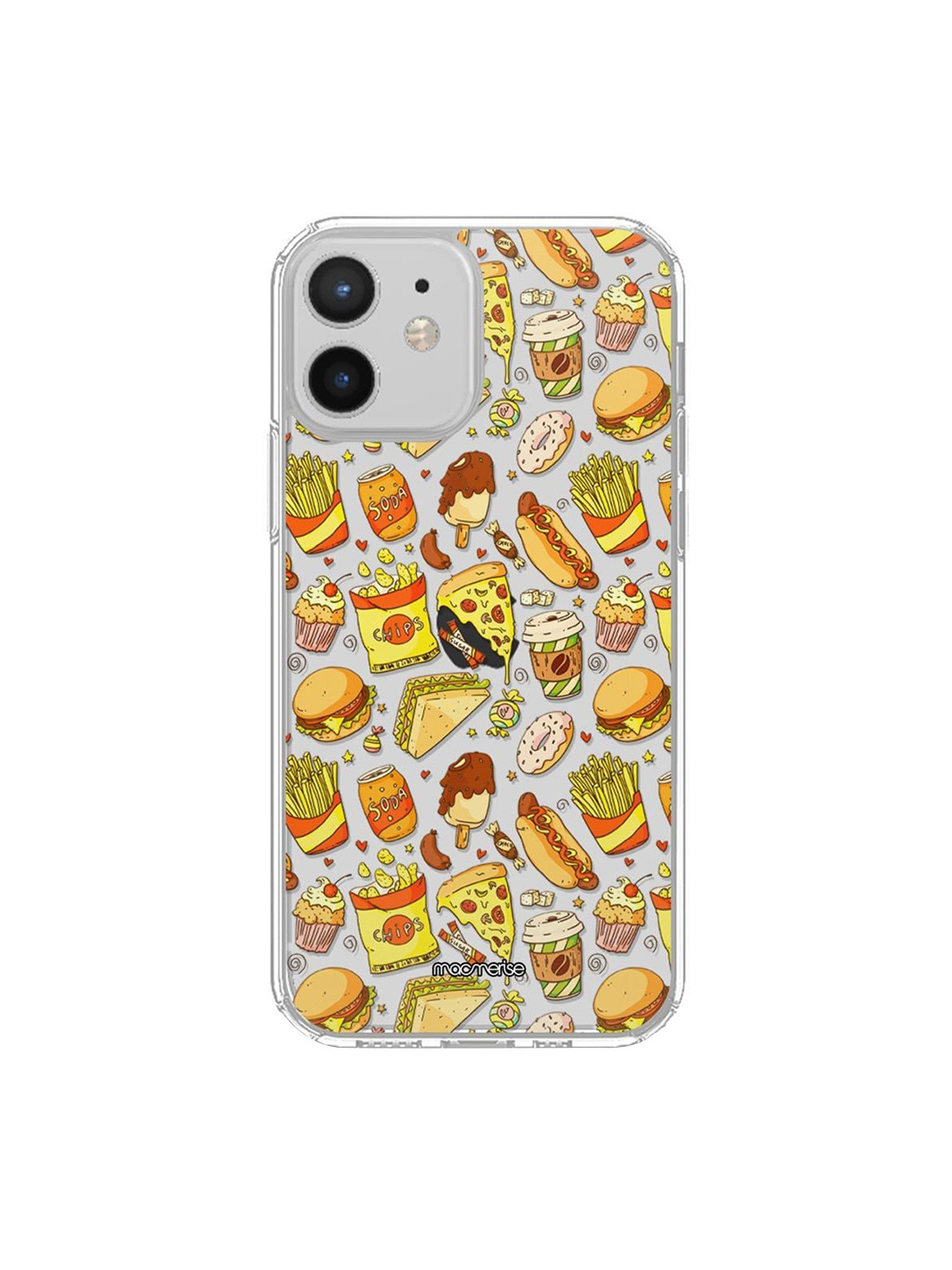 

macmerise Transparent & Yellow Favourite Junk Food iPhone 12 Clear Back Case