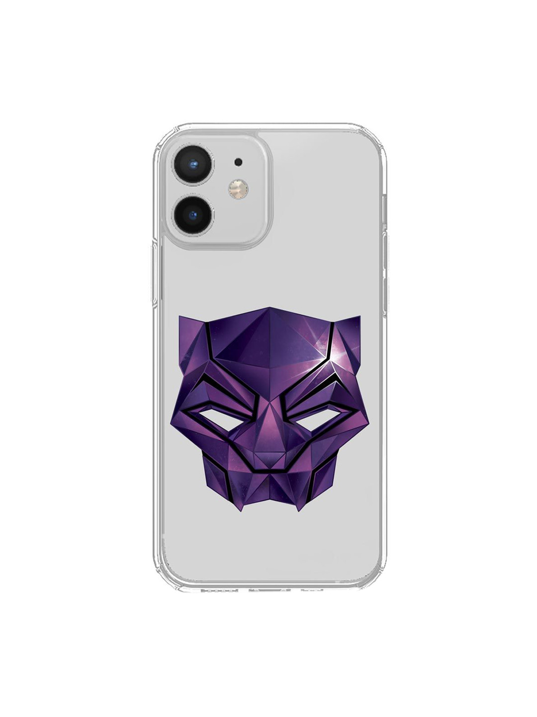

macmerise Transparent & Purple Black Panther Logo iPhone 12 Clear Back Case