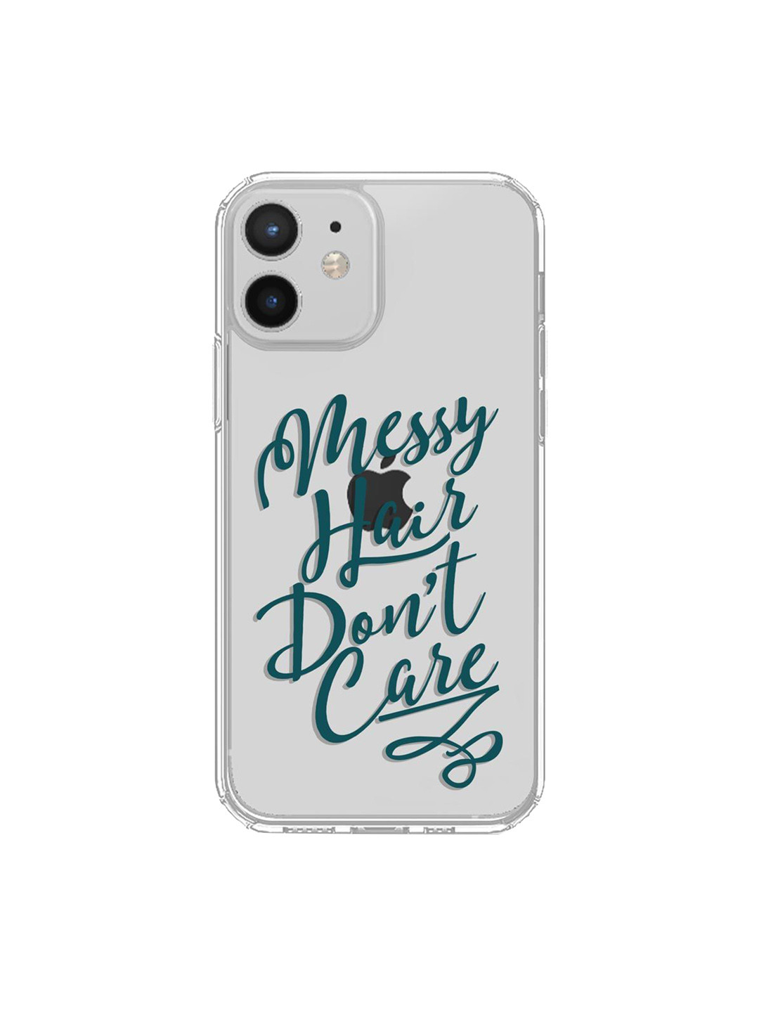 

macmerise Turquoise Blue Messy Hair Don't Care Printed iPhone 12 Back Clear Case