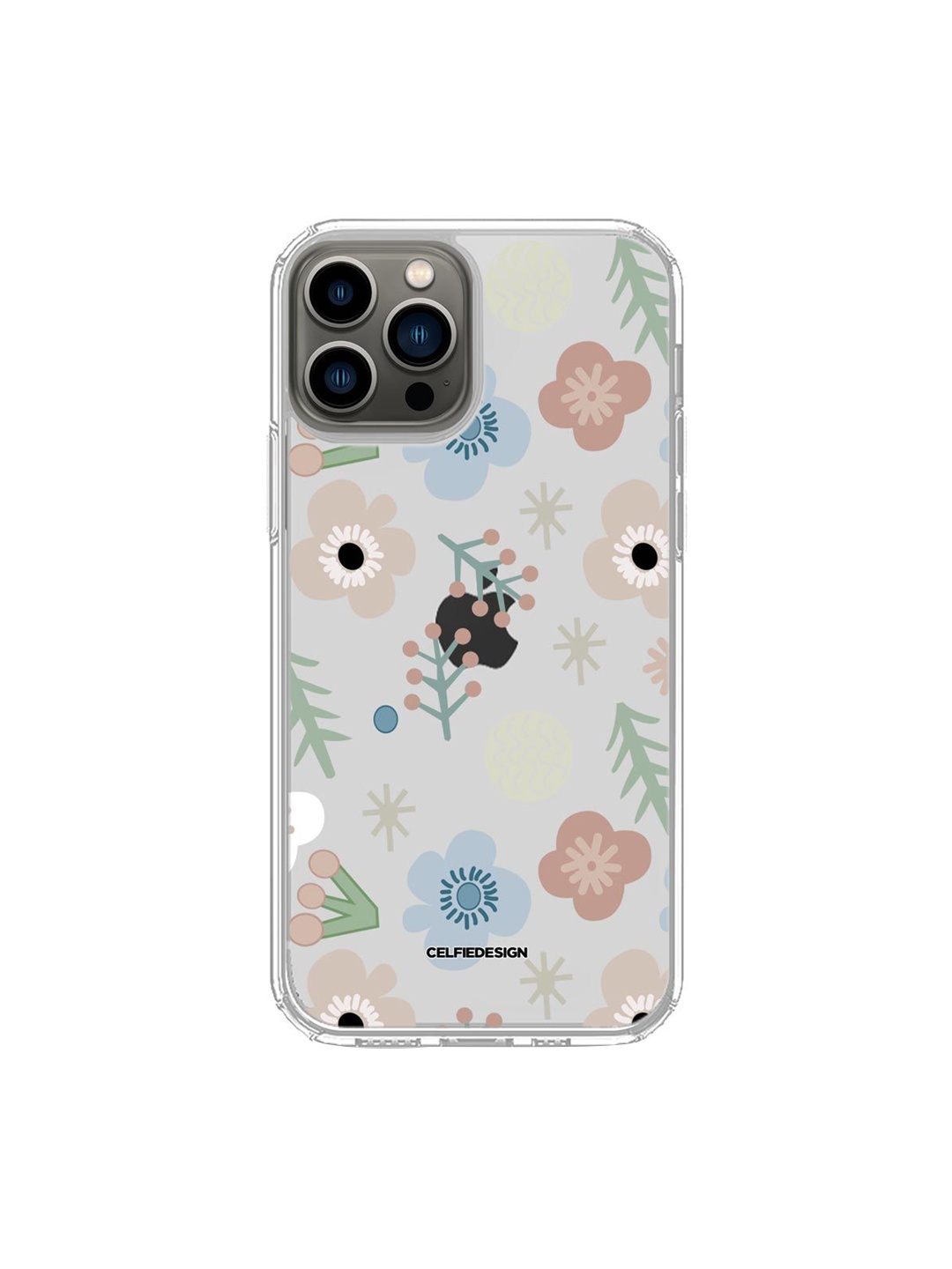 

macmerise Multi-Coloured Floral Printed iPhone 13 Pro Clear Back Case