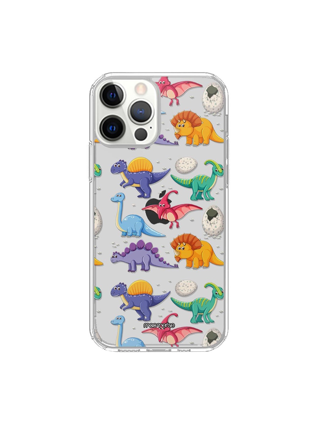 

macmerise Purple & Yellow Kawaii Dinosaurs Printed iPhone 12 Pro Back Clear Case