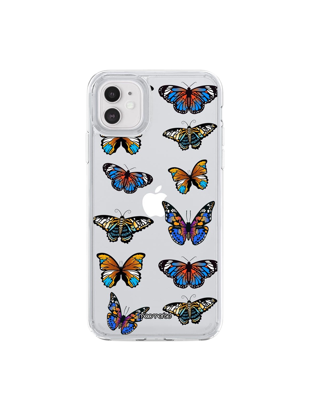 

macmerise Transparent & Blue Colorful Butterflies iPhone 11 Clear Back Case