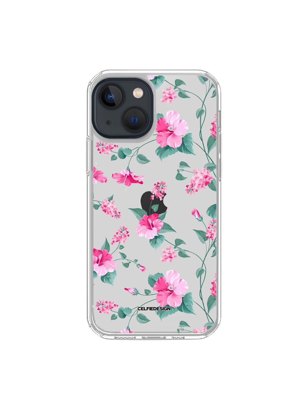 

macmerise Multicoloured SK Hibiscus Blush Clear iPhone 13 Mobile Back Cover, Multi