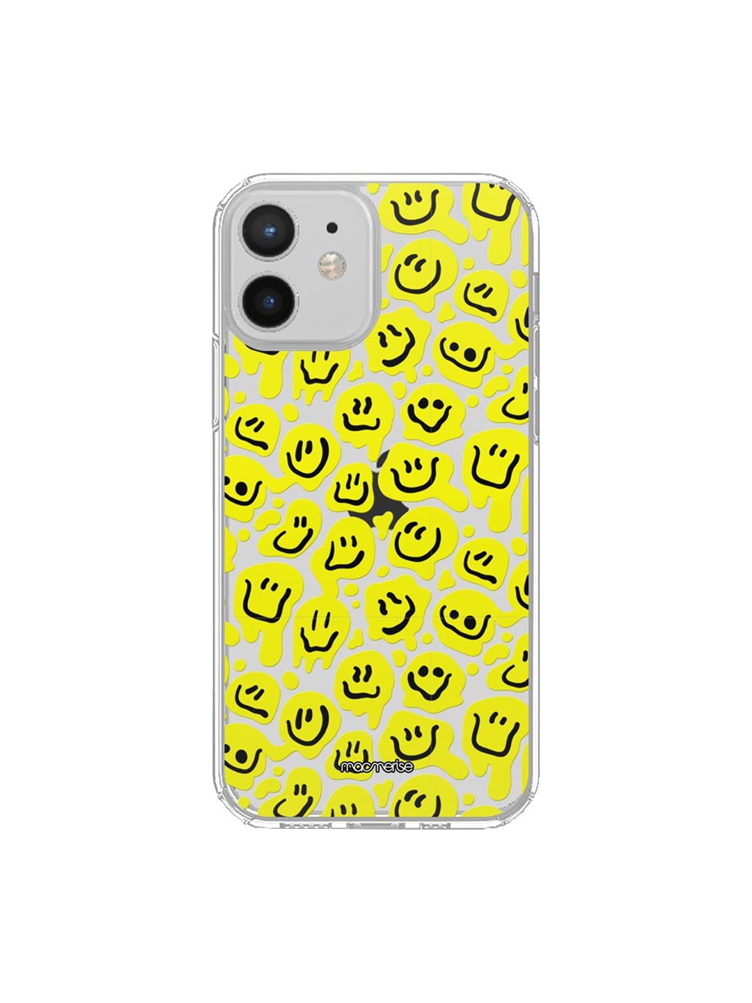 

macmerise Transparent & Yellow Melting Smileys iPhone 12 Clear Back Case