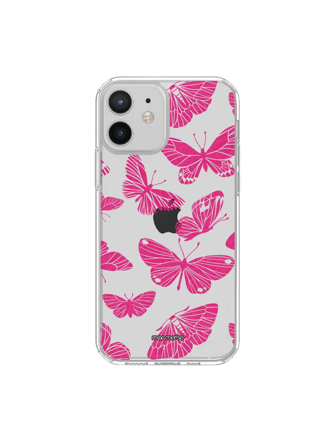 

macmerise Transparent & Pink Butterflies iPhone 12 Phone Case