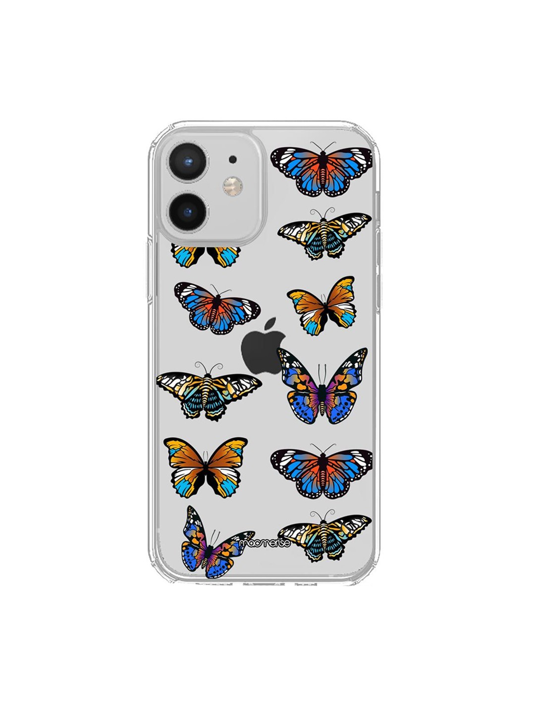 

macmerise White & Blue Colorful Butterflies iPhone 12 Back Case