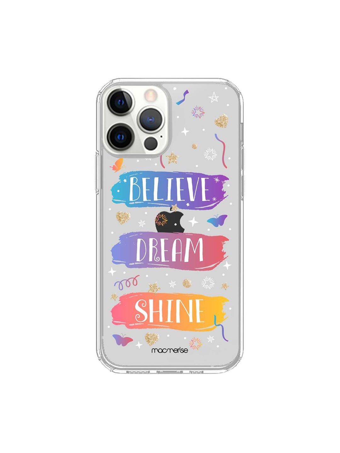 

macmerise Transparent & Blue Believe Dream Shine iPhone 12 Pro Clear Back Case
