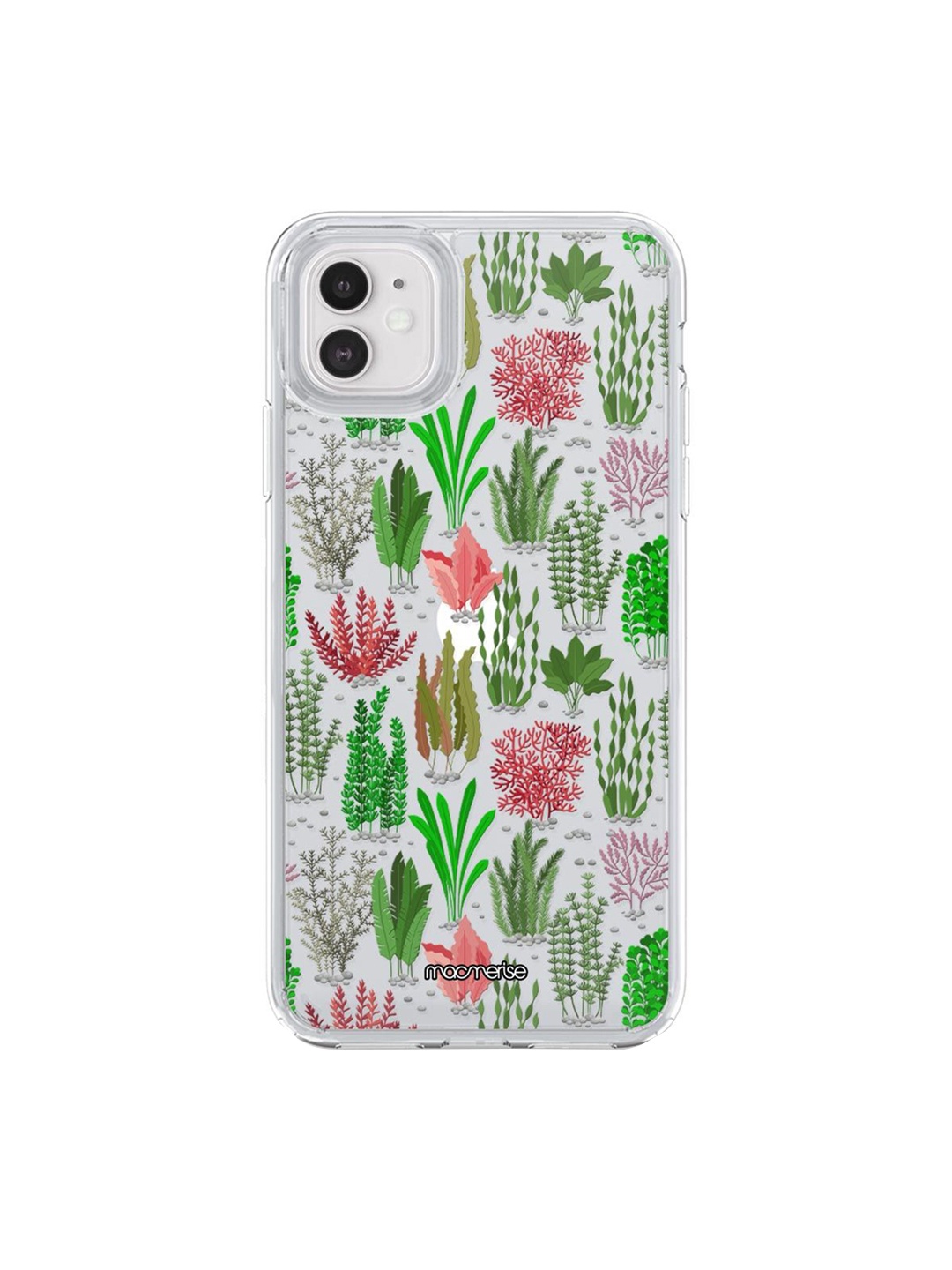 

macmerise Pink & Green Sea Plantation Printed iPhone 11 Back Clear Case