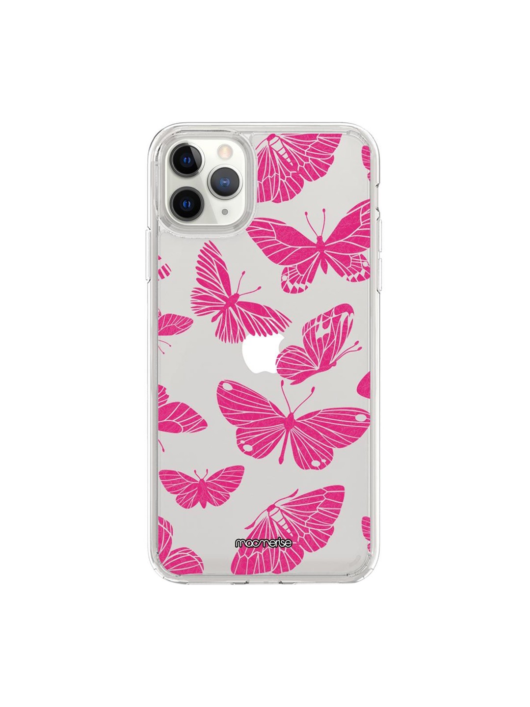 

macmerise Transparent & Pink Butterflies iPhone 11 Pro Clear Back Case