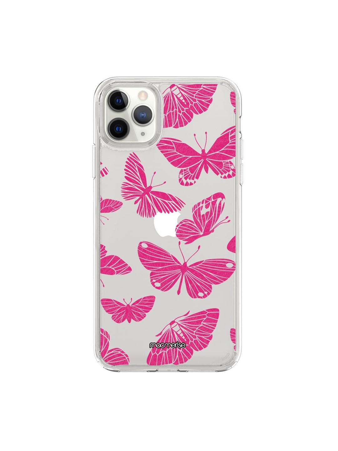 

macmerise Transparent & Pink Butterflies iPhone 11 Pro Max Clear Back Case