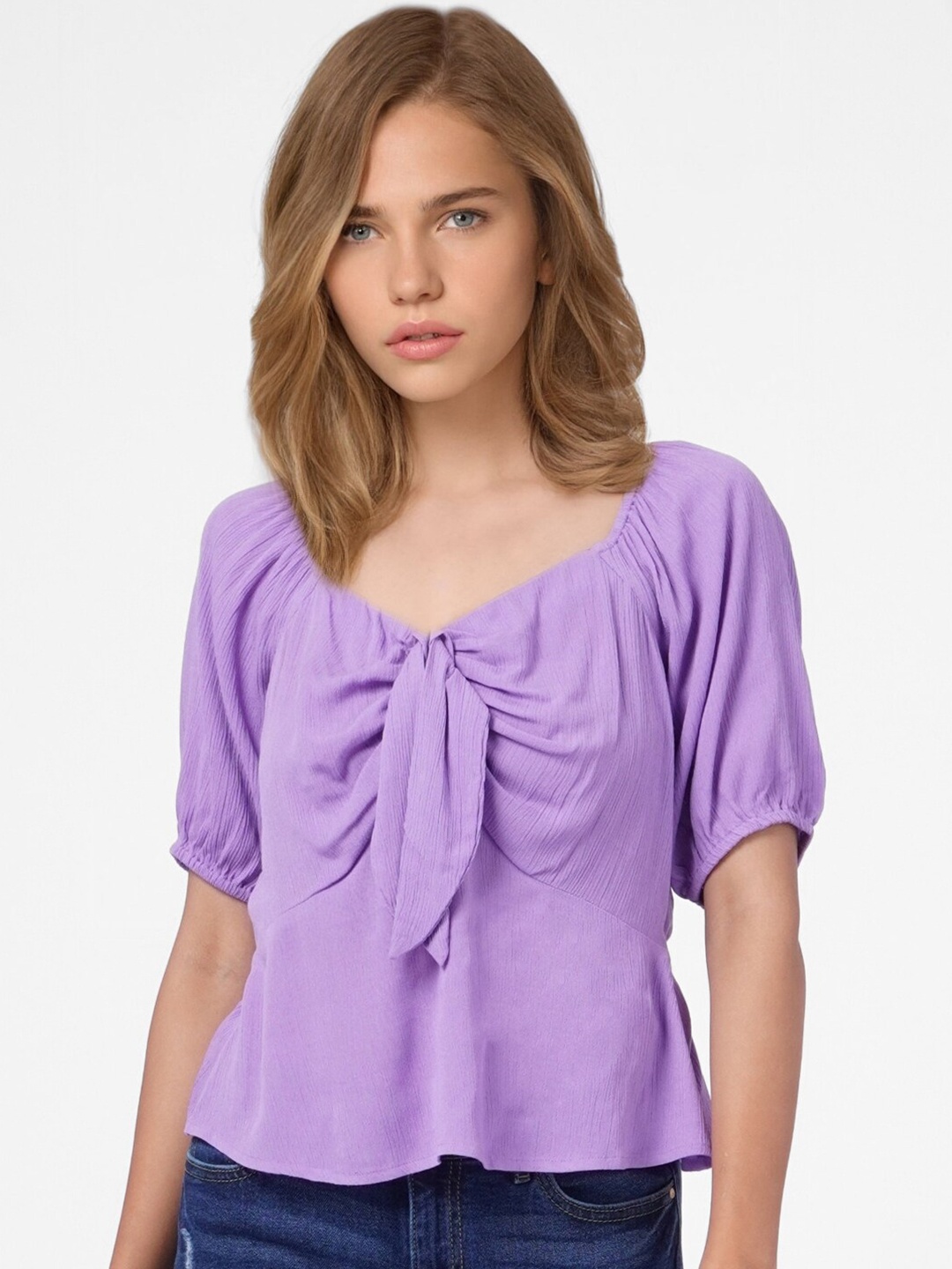 

ONLY Women Purple Solid Top