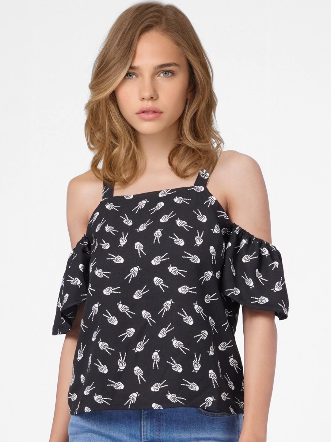 

ONLY Black Print Top