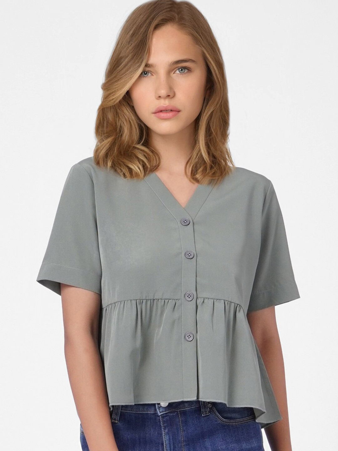 

ONLY Grey Peplum Top