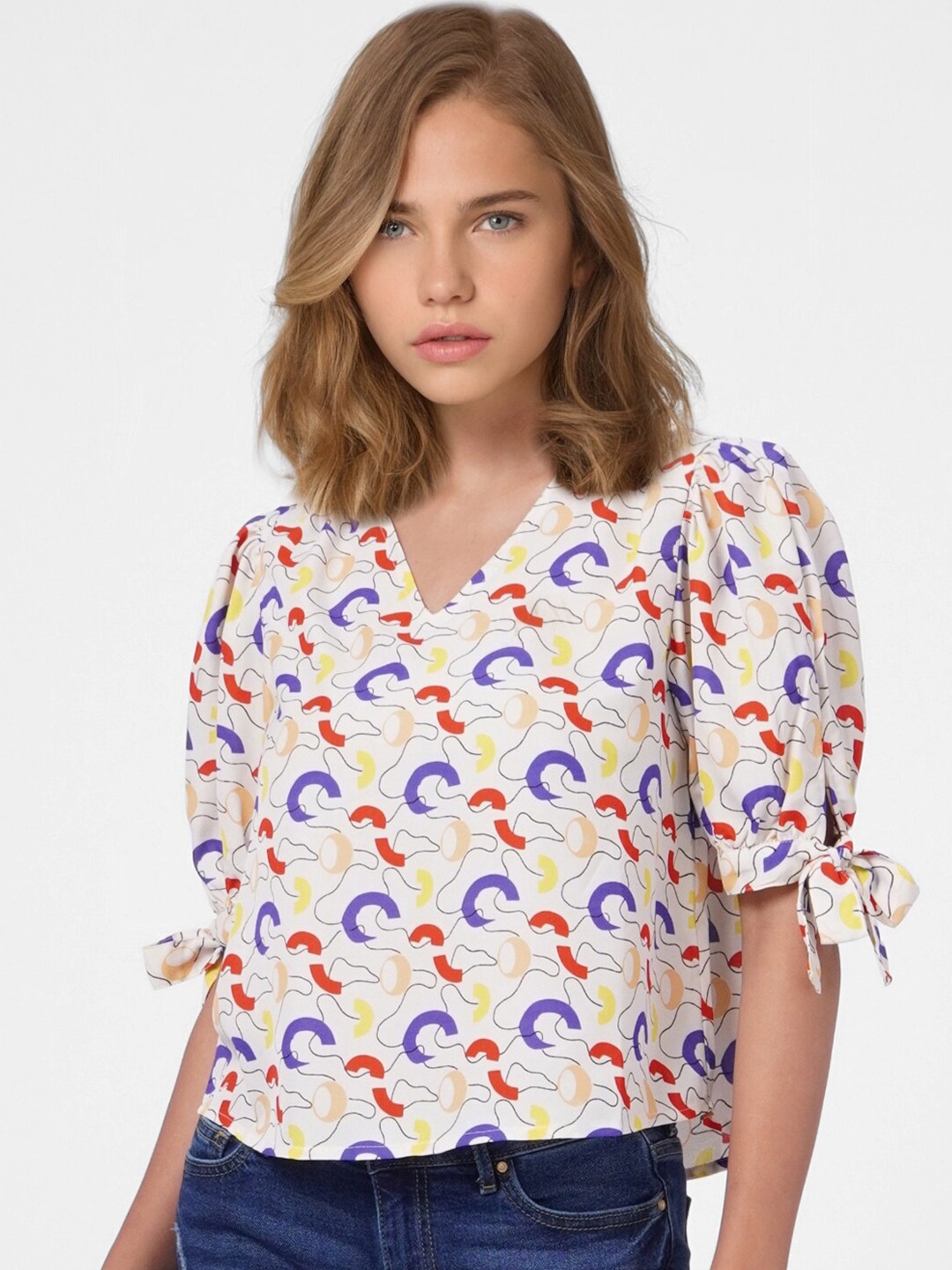 

ONLY Multicoloured Floral Print Blouson Top, Multi