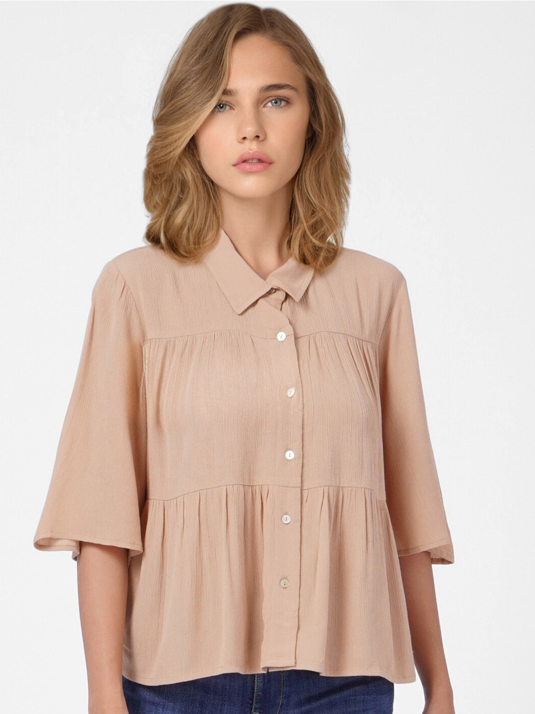 

ONLY Brown Shirt Style Top