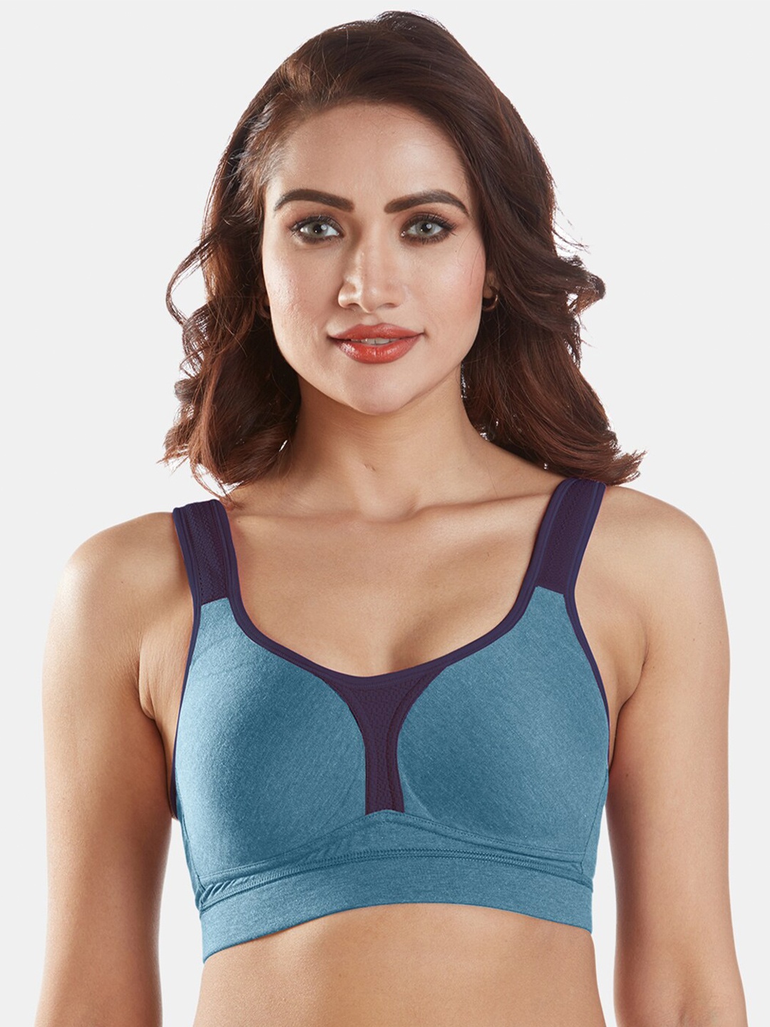 

Sonari Blue & Black Non-Wired Lightly Padded Sports Bra