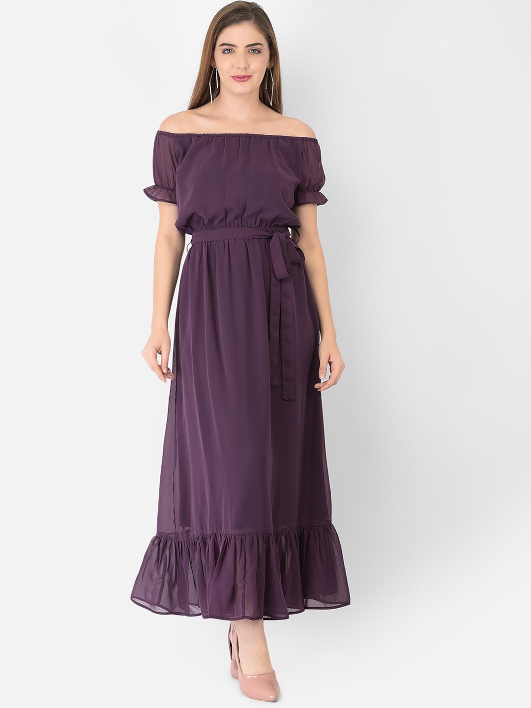 

Eavan Women Purple Off-Shoulder Georgette Maxi Dress