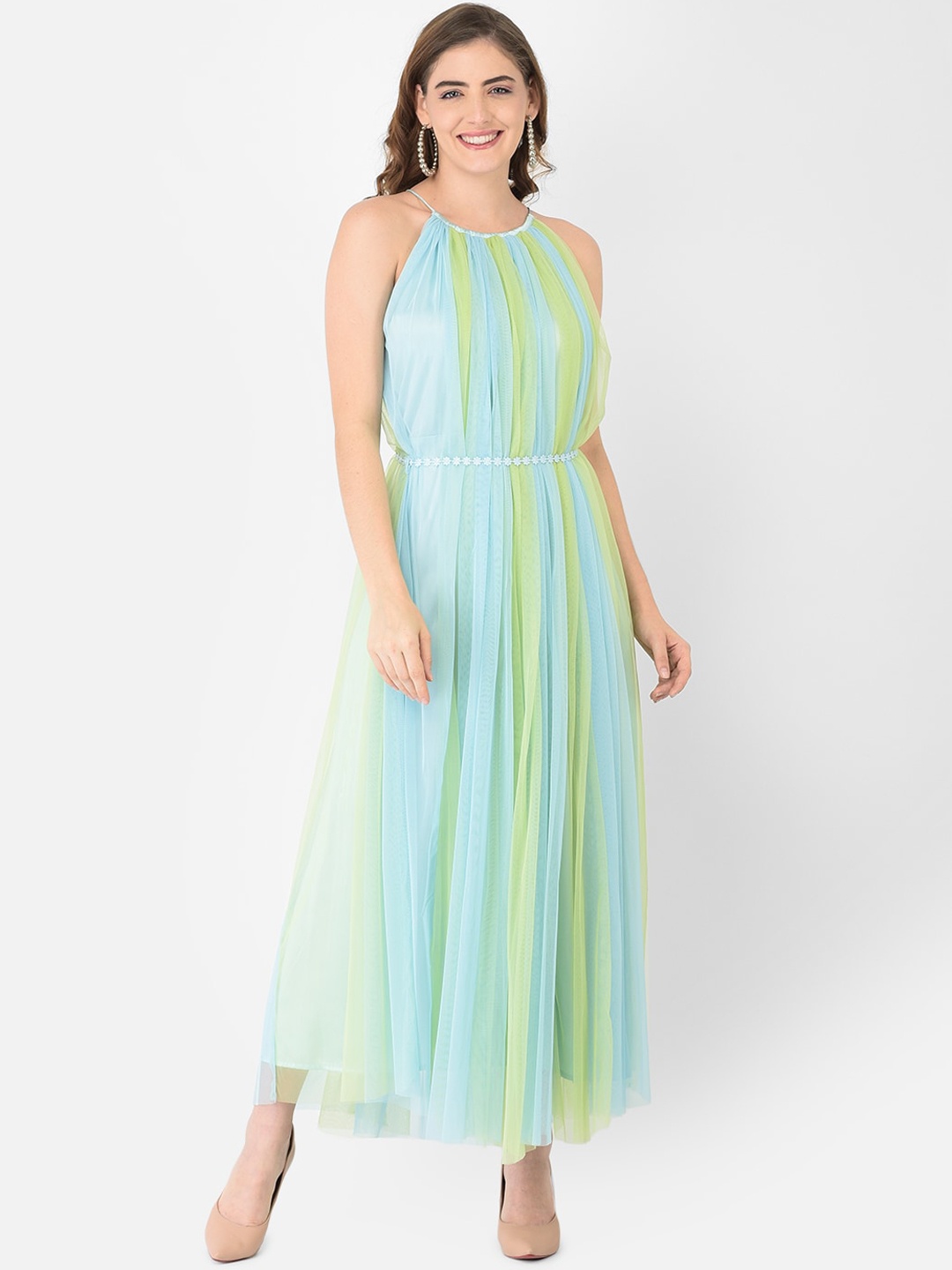 

Eavan Blue & Green Net Maxi Dress