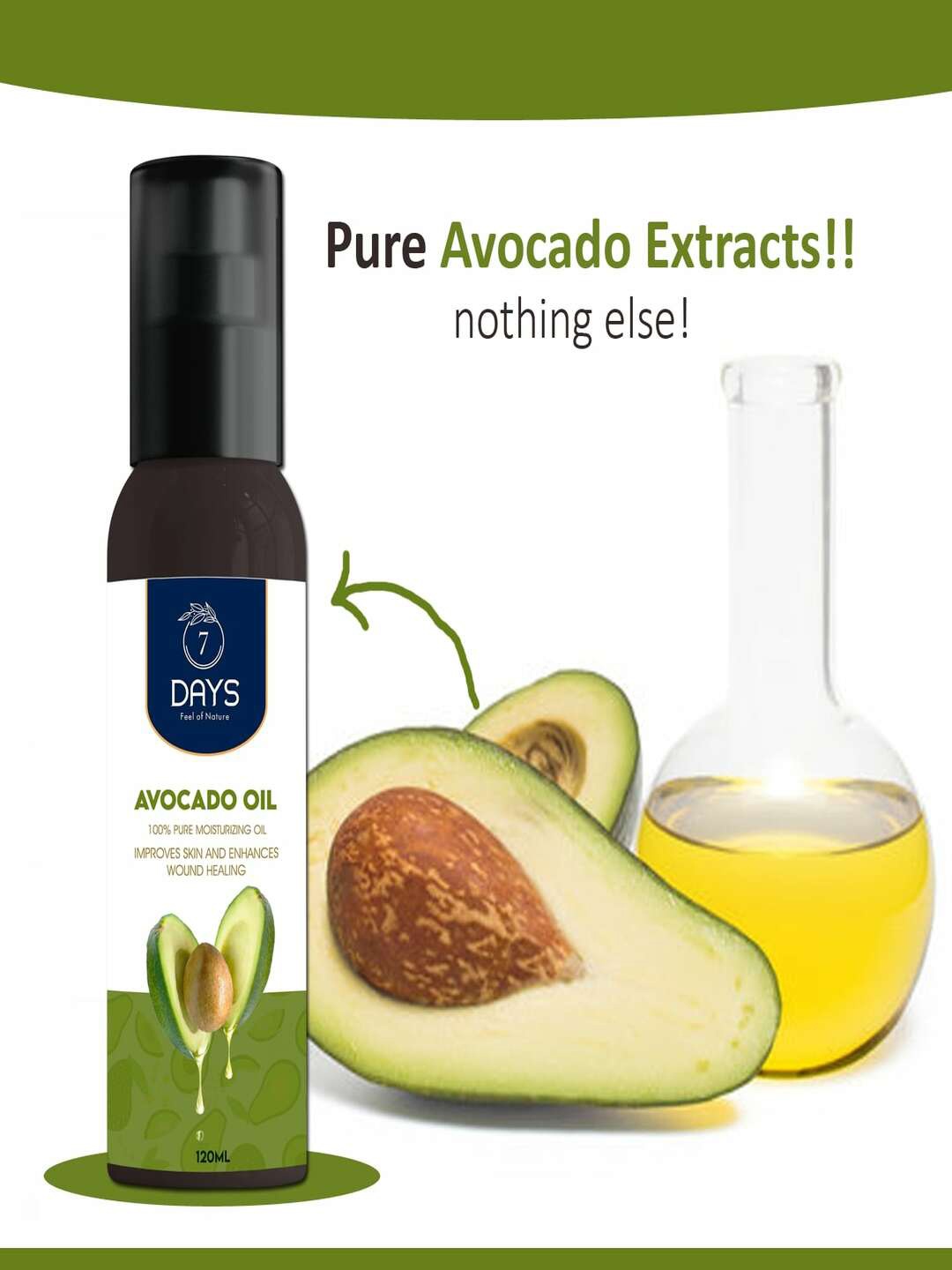 

7 DAYS 100% Pure & Cold Pressed Moisturizing Avocado Oil - 120 ml, White