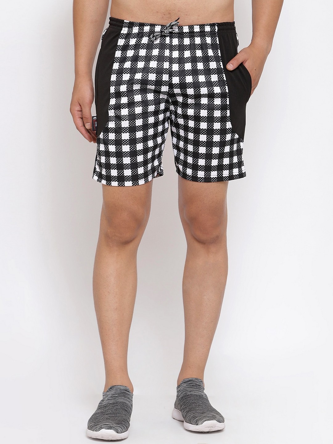 

KLOTTHE Men Black Checked Training or Gym Shorts