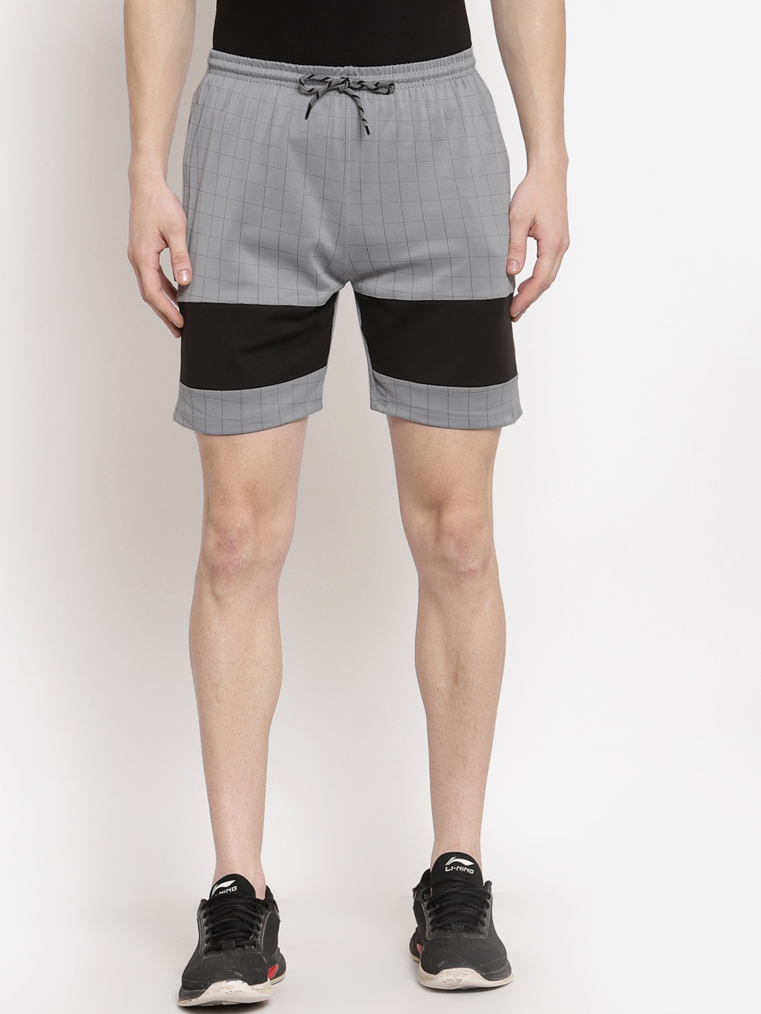 

KLOTTHE Men Grey Striped Training or Gym Sports Shorts