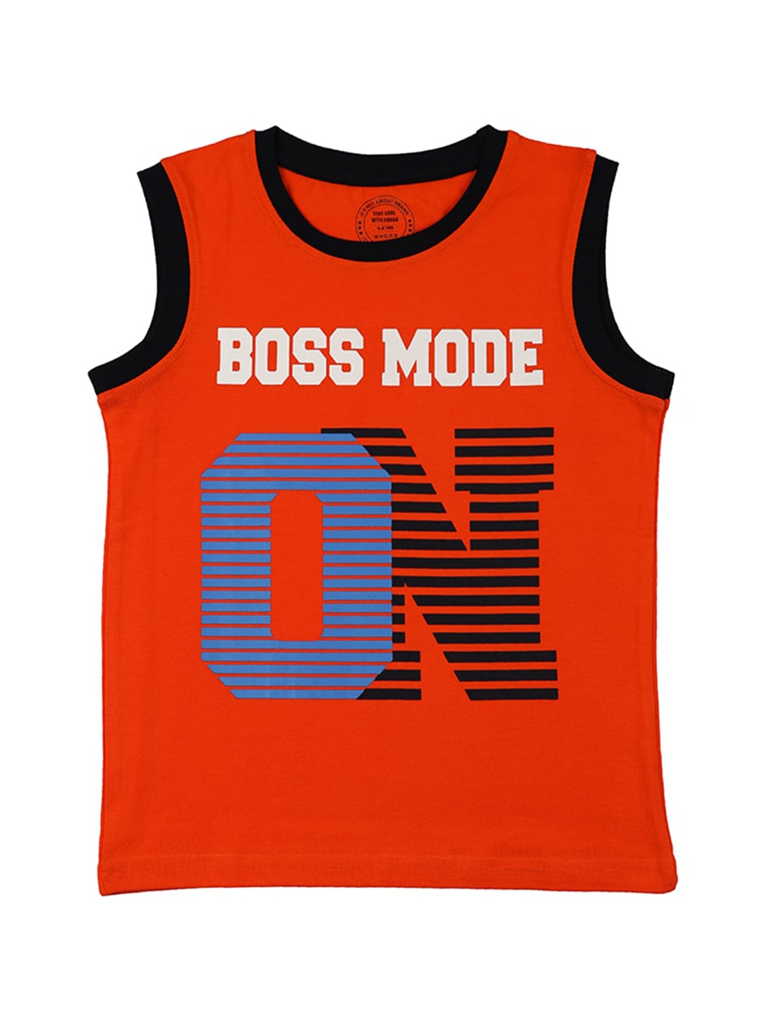 

Benny n Bunny Boys Orange Typography Printed T-shirt