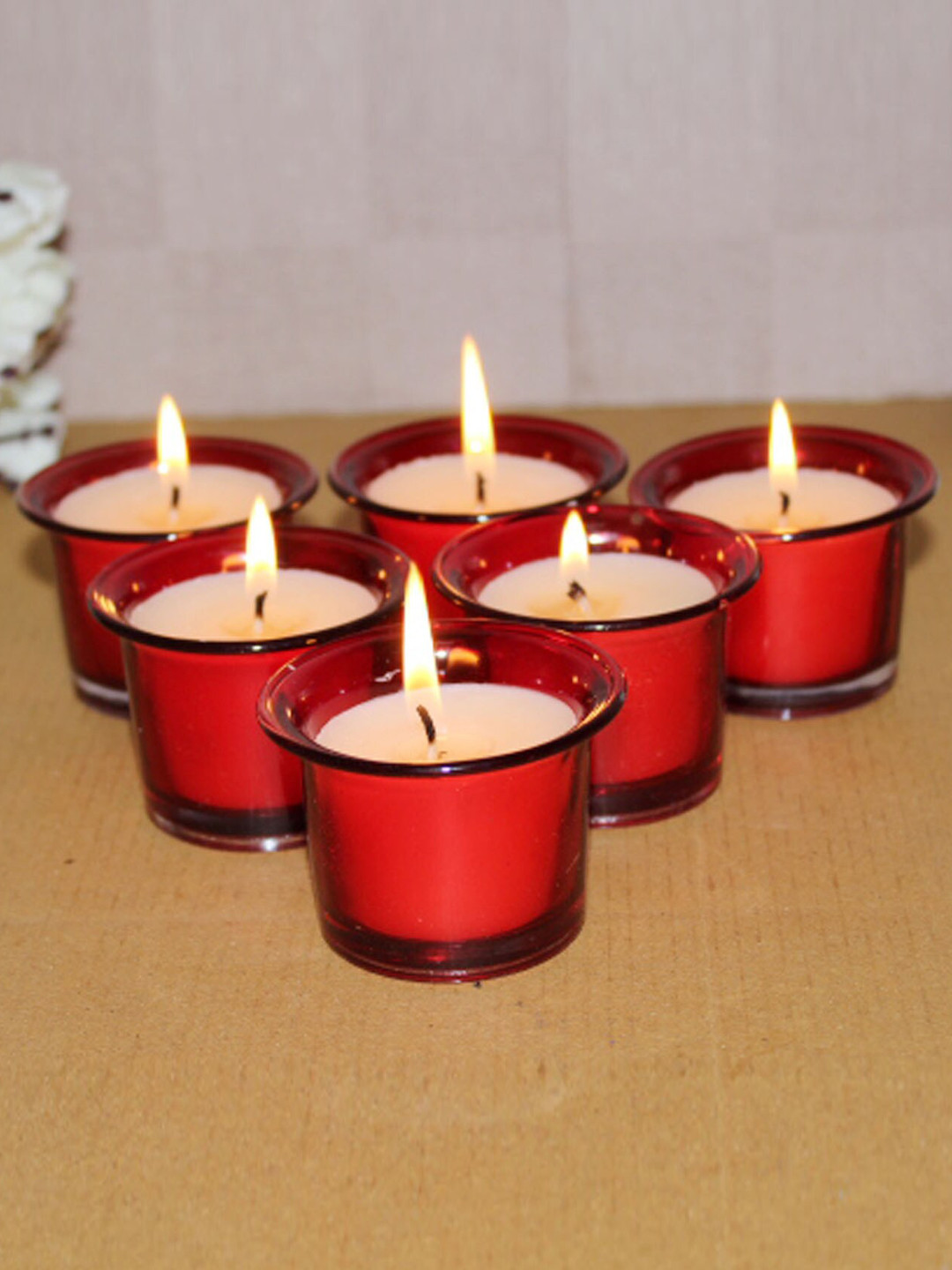 

HOSLEY Red 6 Pieces Glass Scented Candles
