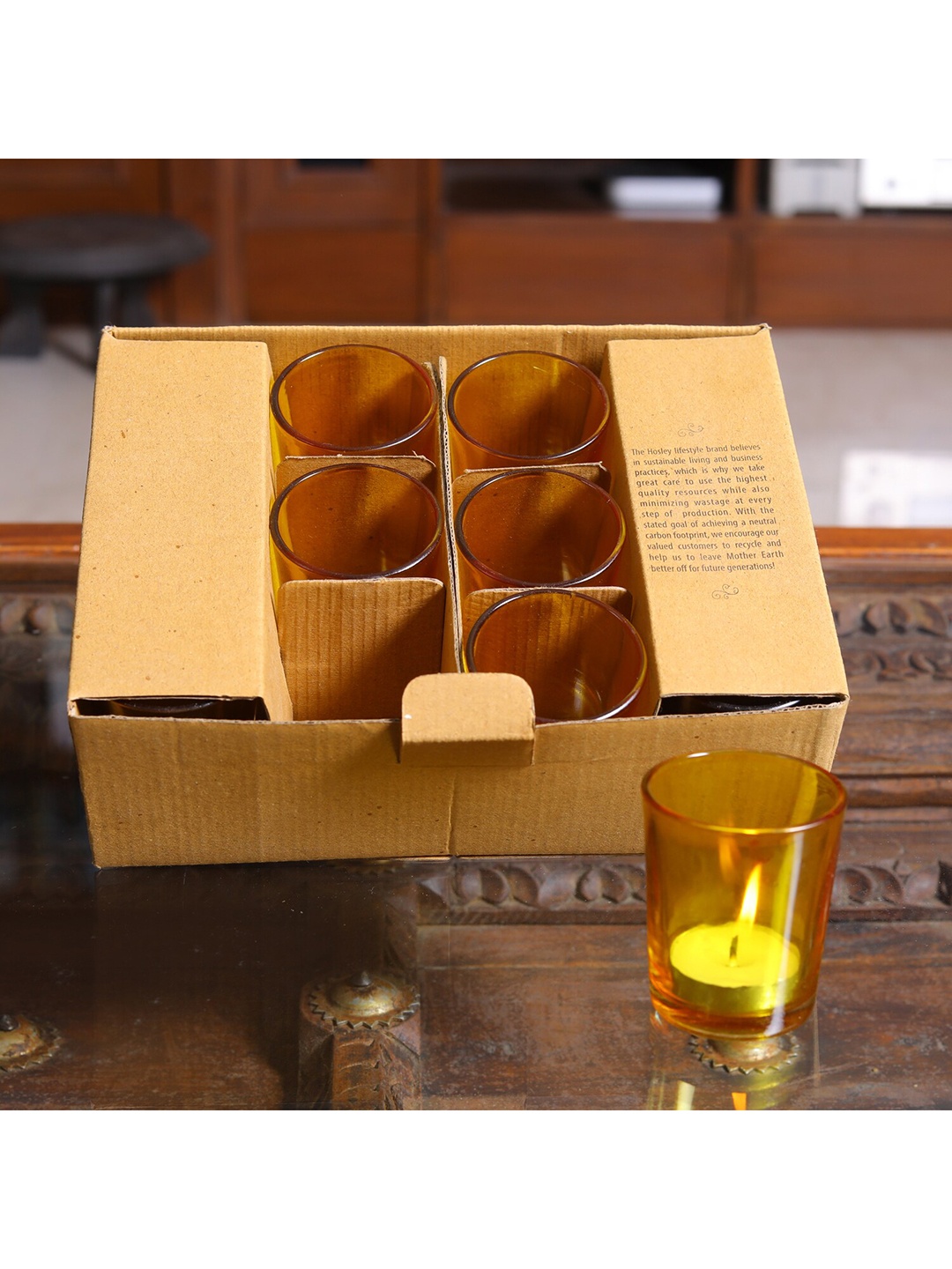 

Hosley Set Of 13 Yellow Votive Glass Tealight Candle Holders