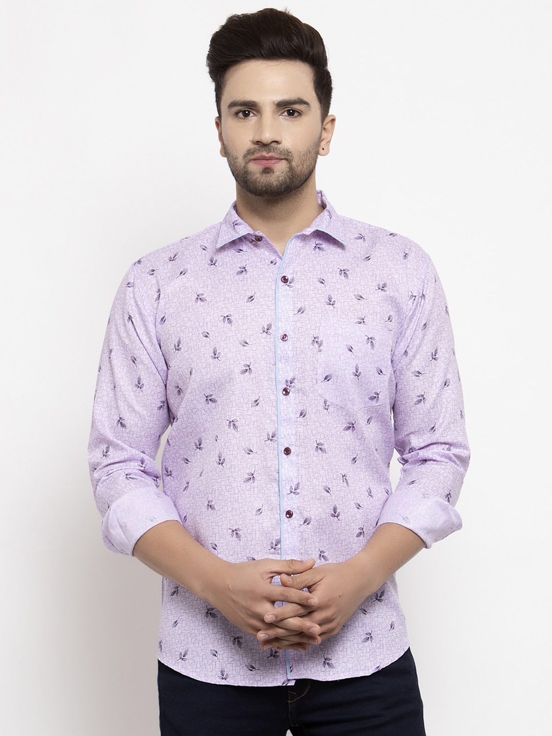

KLOTTHE Men Pink Printed Casual Shirt