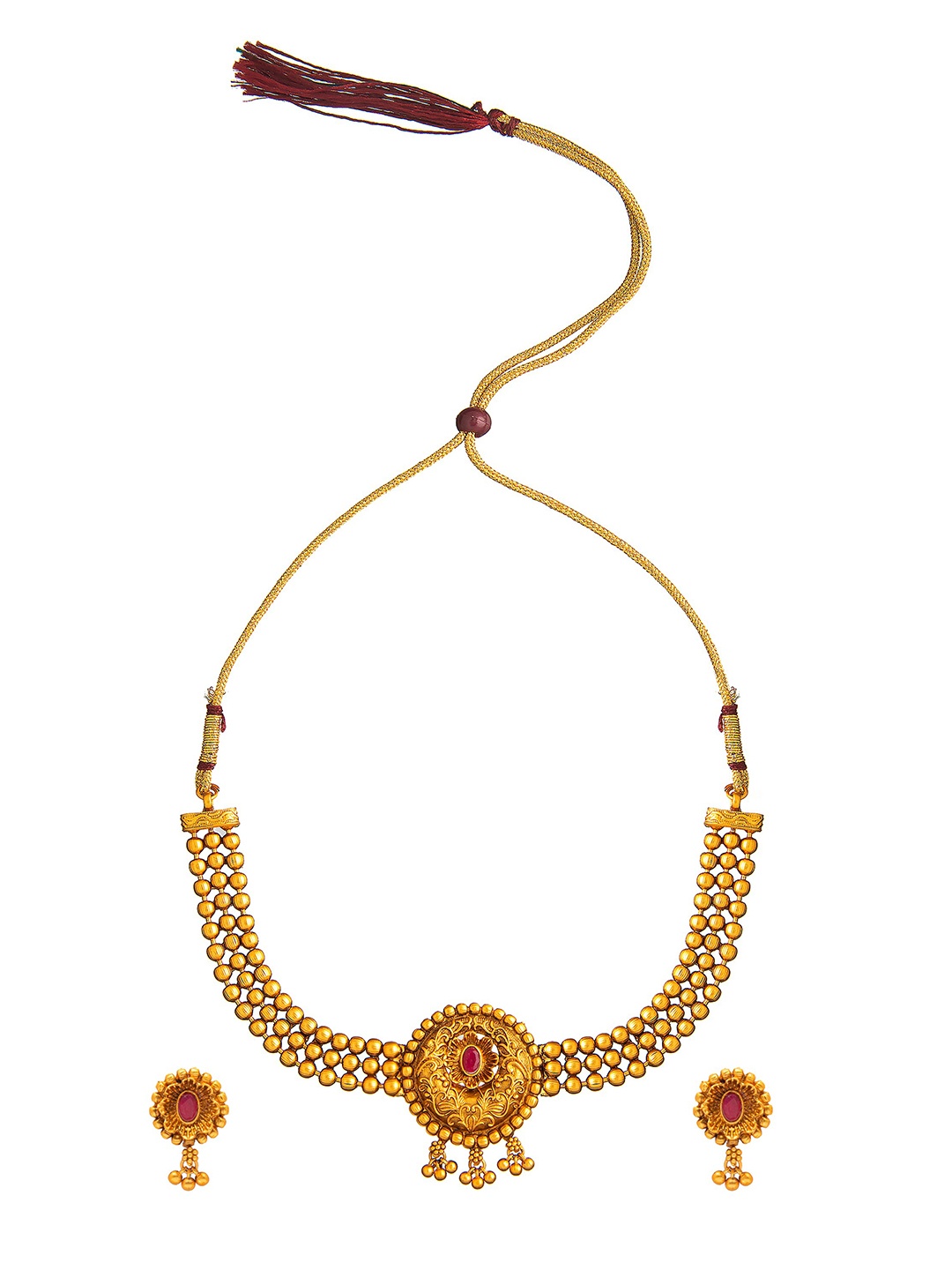 

Shining Jewel - By Shivansh Brass Gold-Plated Choker Jewelllery Set