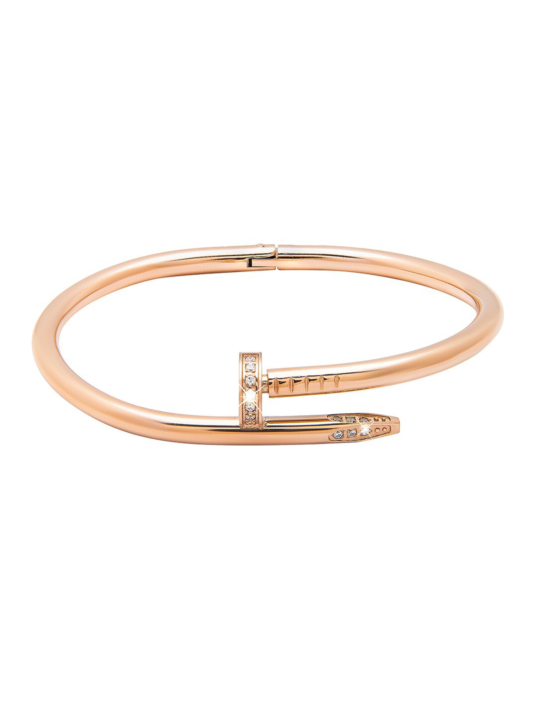 

Moon Dust Women Rose Gold-Plated Brass Cubic Zirconia Studded Kada Bracelet