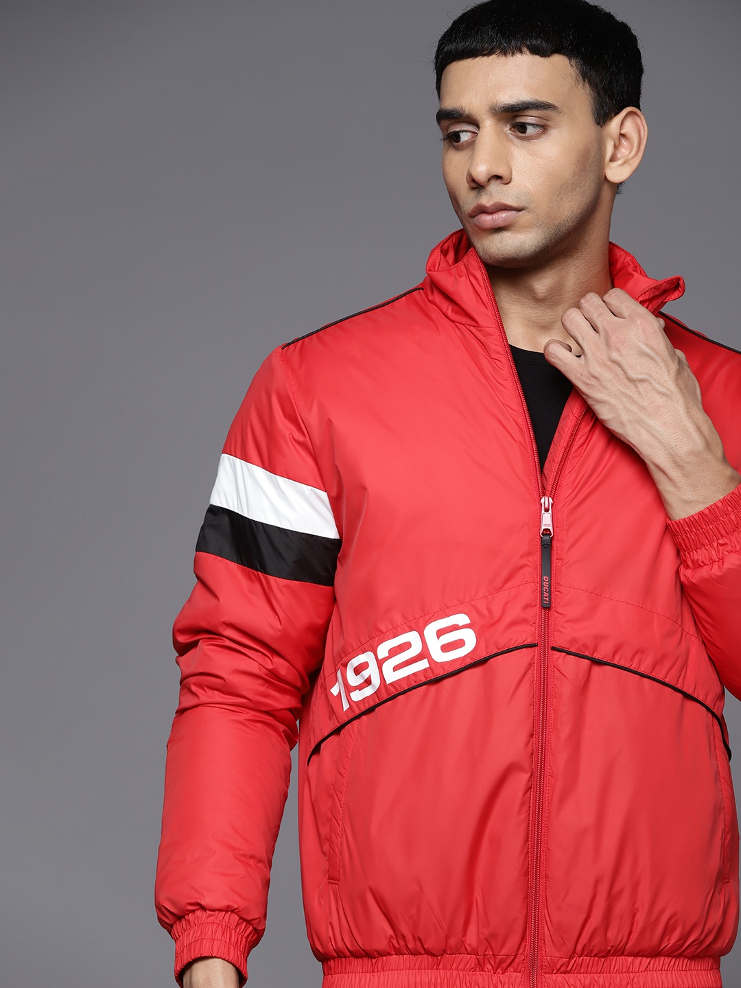 

Ducati Men Red Printed Padded Jacket