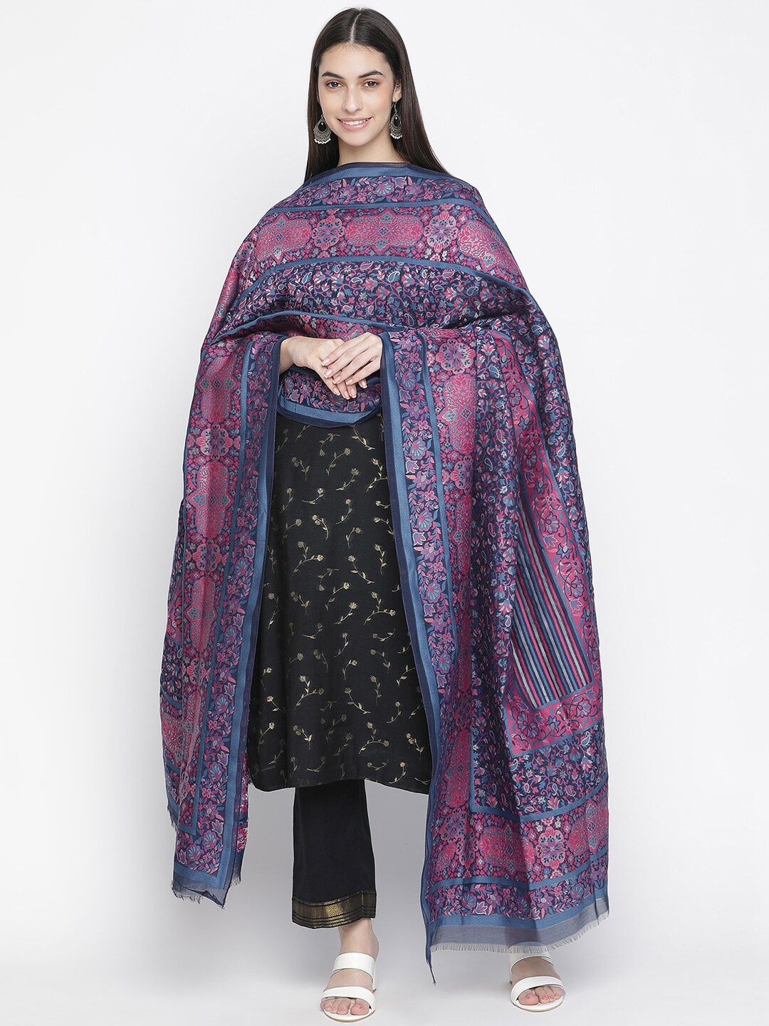 

SHINGORA Black & Blue Unstitched Dress Material