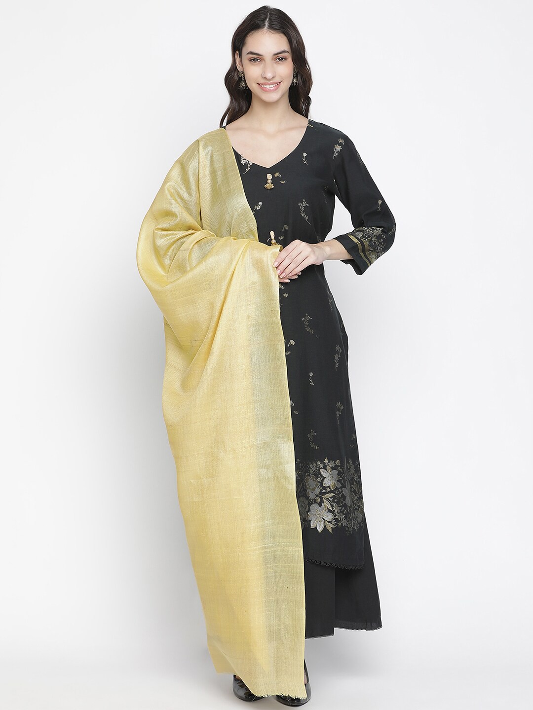 

SHINGORA Black & Green Unstitched Dress Material