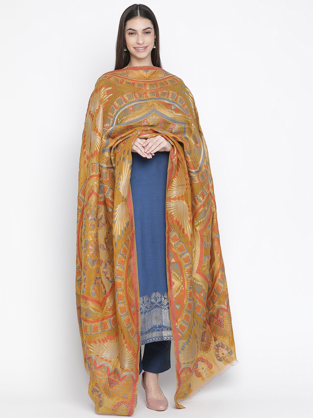 

SHINGORA Blue & Yellow Unstitched Dress Material
