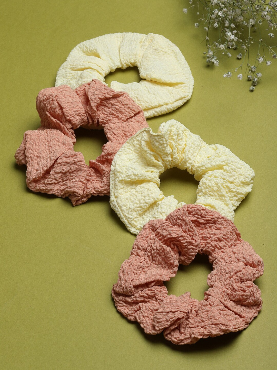 

VOGUE PANASH Women Yellow & Peach-Coloured Set of 4 Ponytail Holders