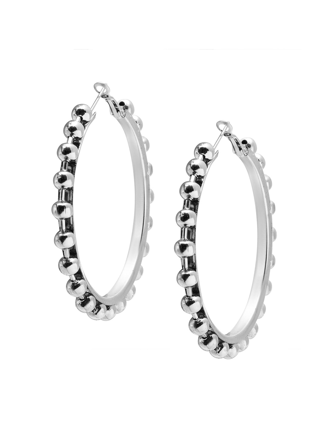 

Shining Jewel - By Shivansh Silver-Toned Circular Hoop Earrings