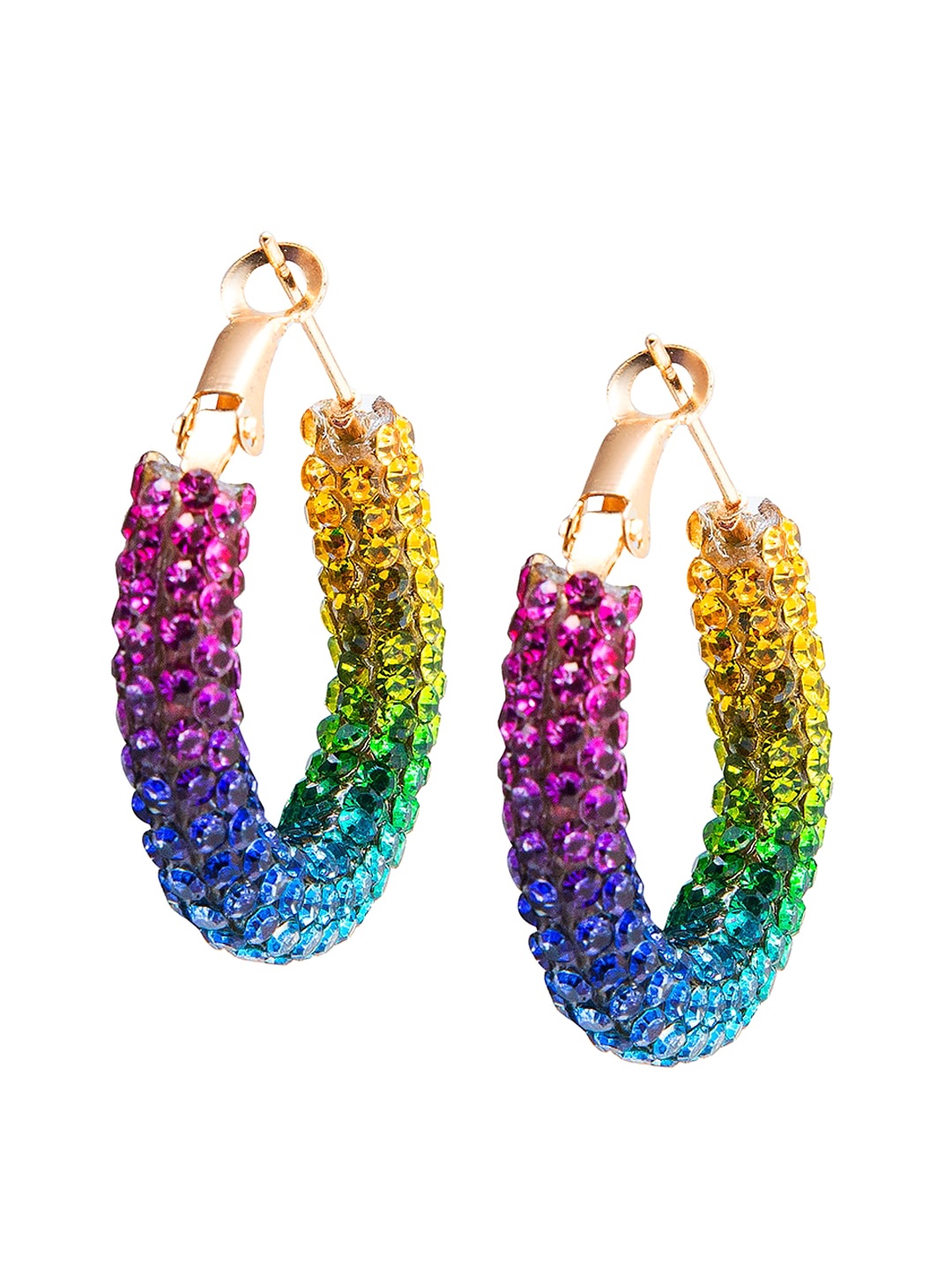 

Shining Jewel - By Shivansh Multicoloured Circular Hoop Earrings, Multi