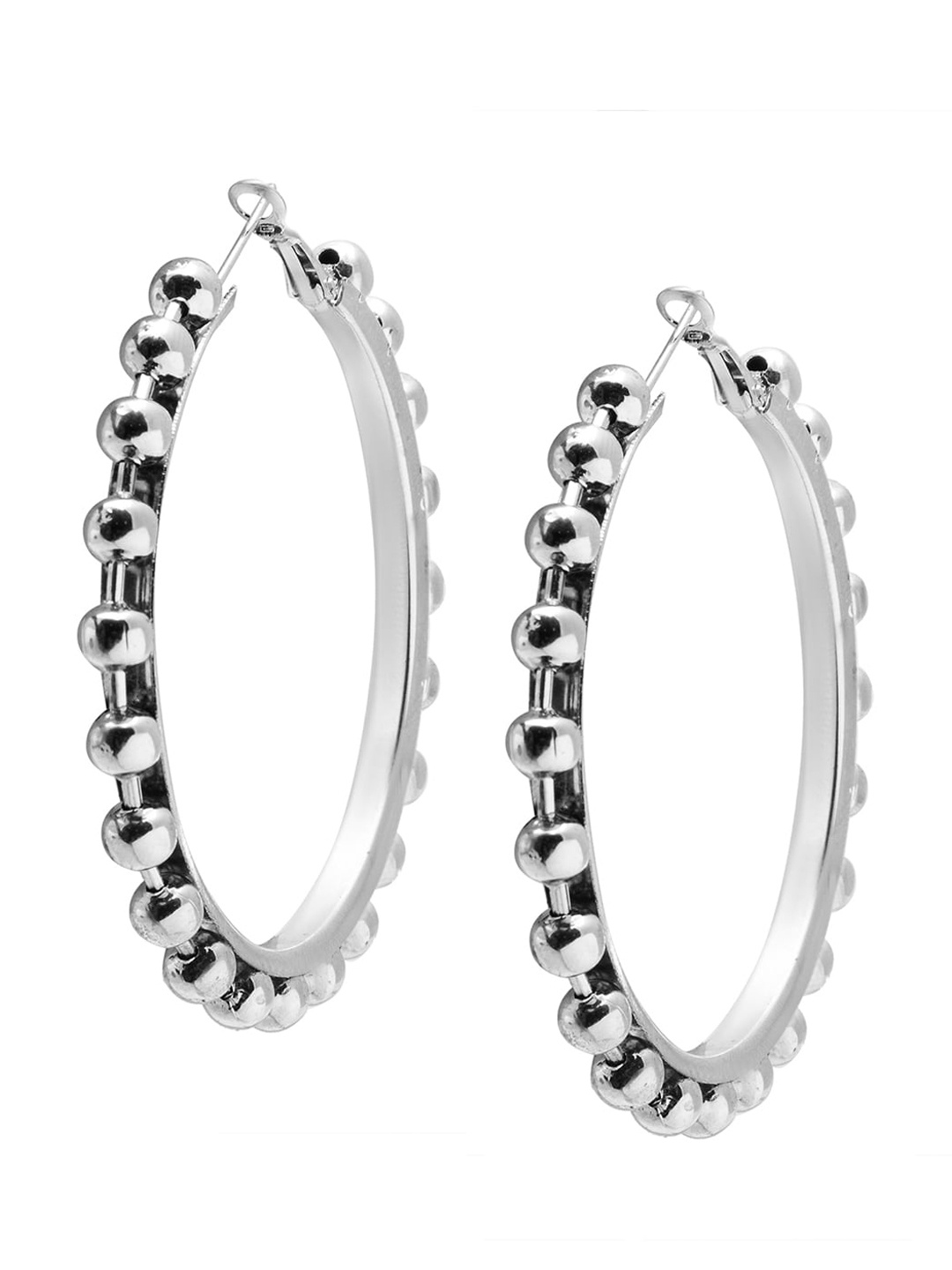 

Shining Jewel - By Shivansh Silver-Plated Circular Hoop Earrings