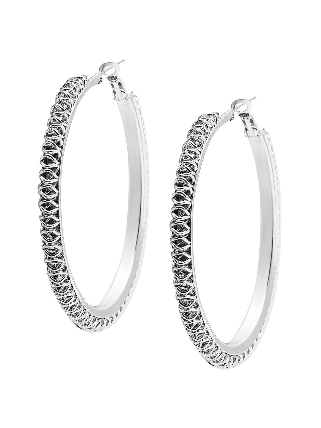 

Shining Jewel - By Shivansh Silver-Plated Contemporary Hoop Earrings