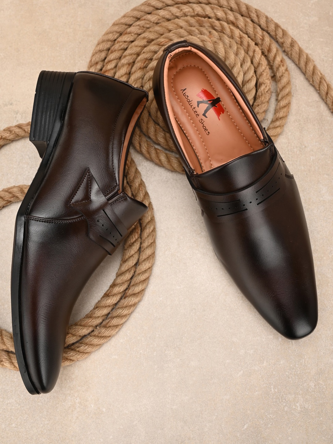 

Absolutee Shoes Men Brown Solid Formal Slip-On Shoes