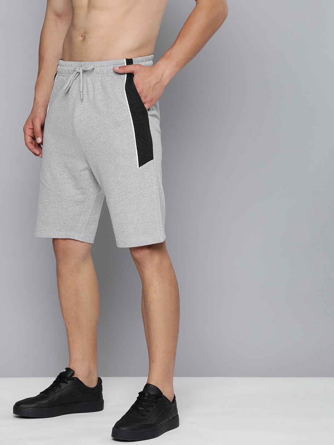 

Harvard Men Placement Striped Mid-Rise Regular Shorts, Grey