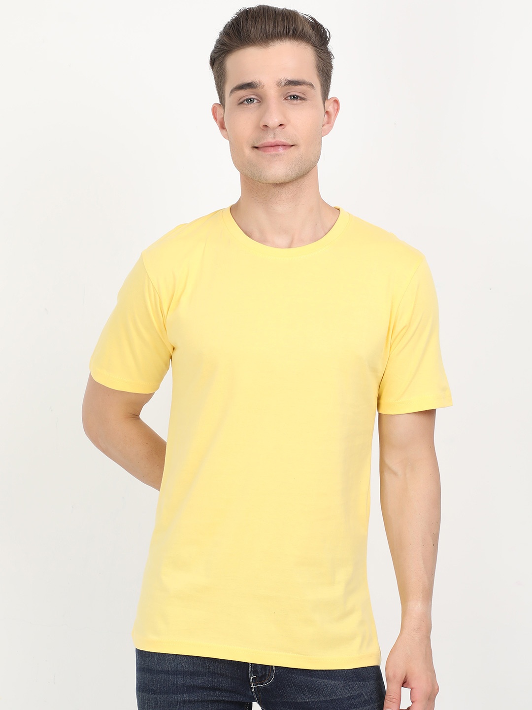 

Fleximaa Men Yellow Raw Edge T-shirt