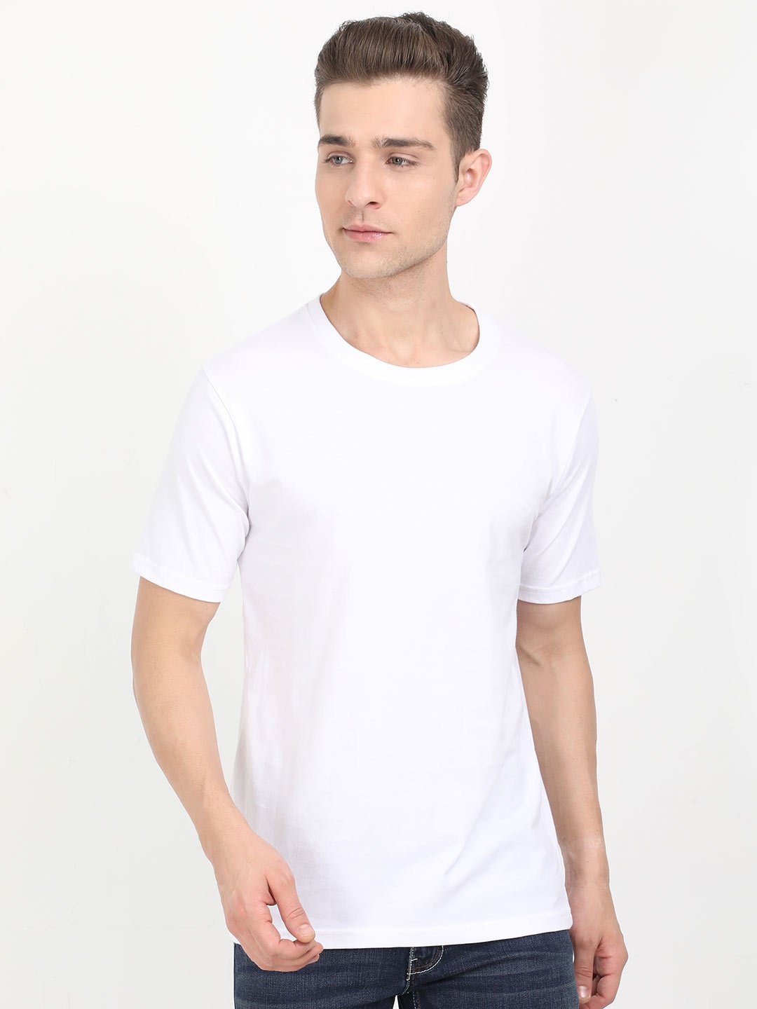 

Fleximaa Men solid White T-shirt